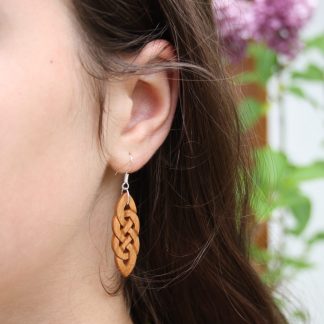Wild Irish cherry wood Celtic Eternity knot earrings
