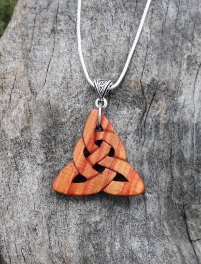 Rosewood Triquetra knot necklace