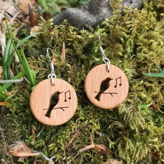 Irish beech wood songbird earrings
