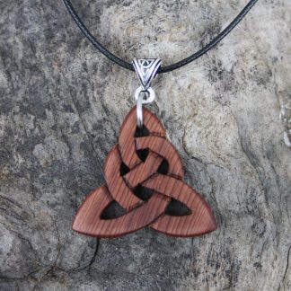 handcarved Irish bog yew triquetra pendant
