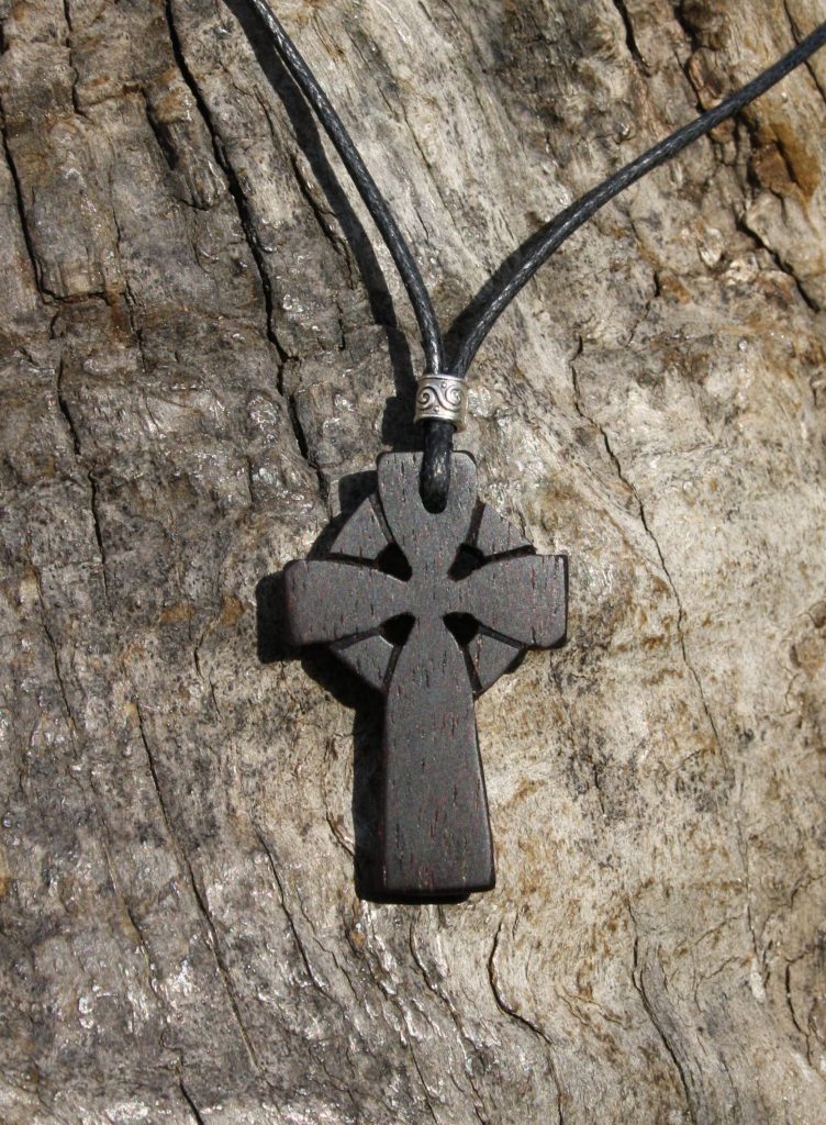 Rosewood Celtic cross necklace