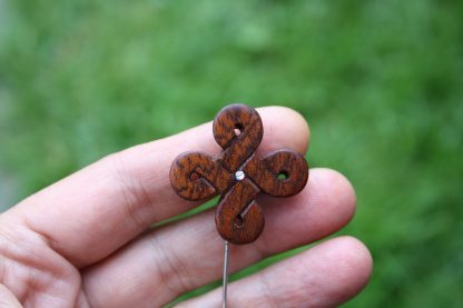 Mahogany wood Celtic brooch